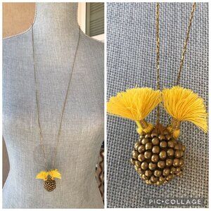 NWT Anthropologie Shiraleah Jewelry Beaded Yellow Fringe Pendant Drop Necklace